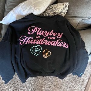 Black pacsun playboy is for heartbreakers crewneck